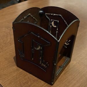 Rustic Brown Metal Candle Holder